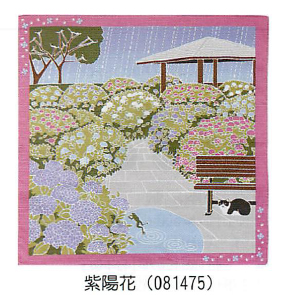 【ご紹介します！信頼の日本製！人気の猫の風呂敷！　たまのお散歩　小風呂敷】紫陽花