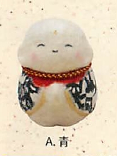 【日本製】型染め和紙のお人形 ほっこり豆地蔵(3色)／A.青