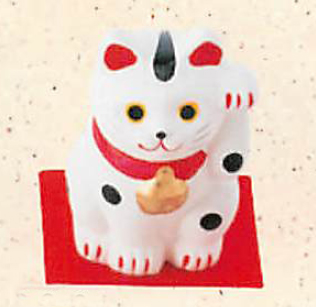 【日本製】【かわいい縁起物】招き猫 7ｃｍ福猫（白）