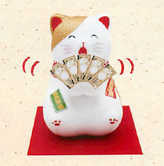 【ご紹介します！安心の日本製！ほっこりかわいい！ソーラー両手招きお金持ち猫】