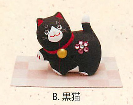【ご紹介します！ほっこりカワイイ！キラリと光る和雑貨！】ラインストーン付人形 黒猫