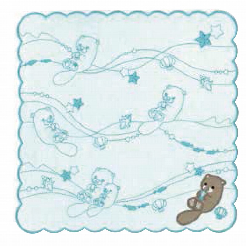 【新登場！ほっこりかわいい海のモチーフ刺繍のミニタオル！海シリーズスカラミニタオル】ラッコ