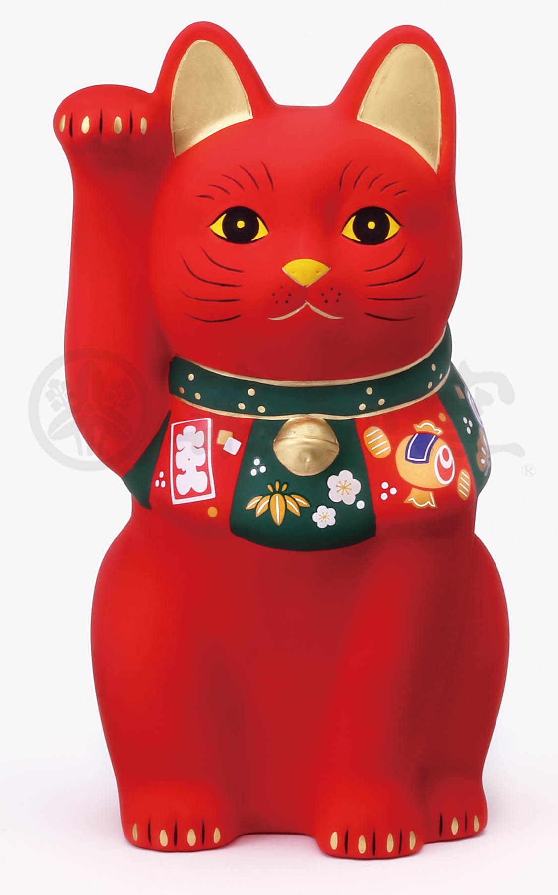 【ご紹介します！日本製！やきものの街、瀬戸市発祥のブランド！薬師窯！】福づくし招き猫(赤・大)