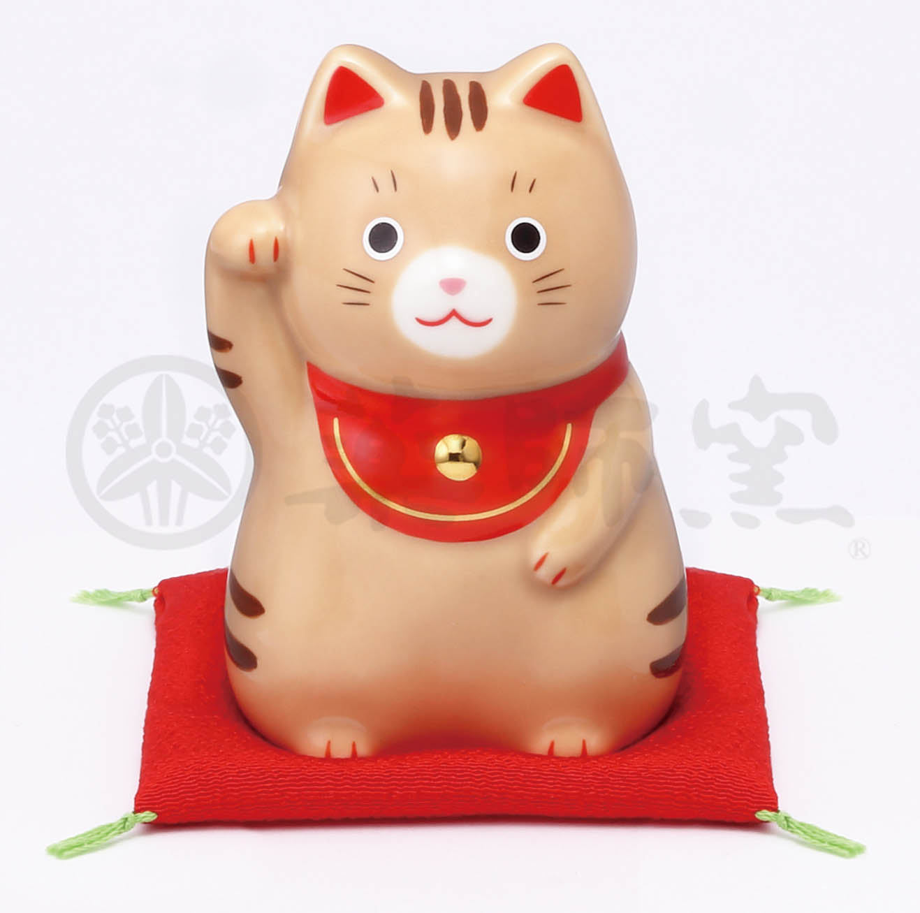 【ご紹介します！日本製！やきものの街、瀬戸市発祥のブランド！薬師窯！】福おいで招き猫(茶とら・中)