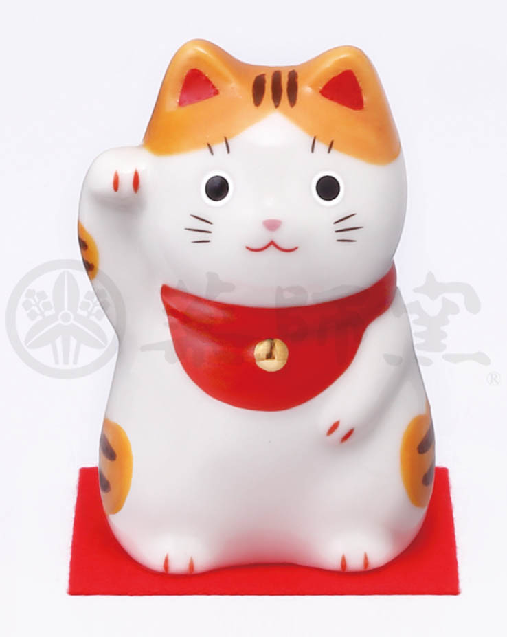 【ご紹介します！日本製！やきものの街、瀬戸市発祥のブランド！薬師窯！】福おいで招き猫(とら・小)