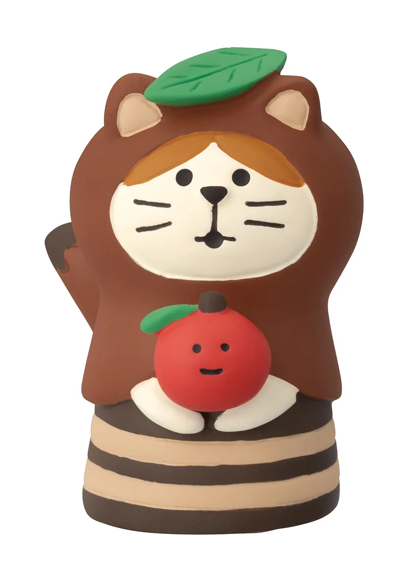 【新登場！かわいい動物達！Concombre！みのりの秋 どんぐり山】ねこずきん たぬき