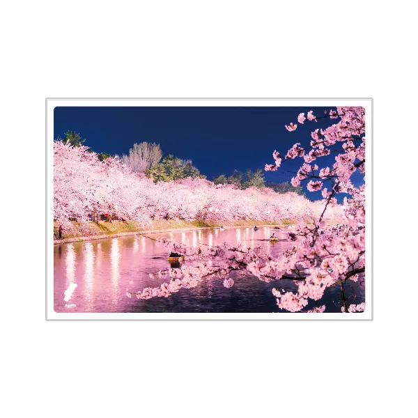 【新登場！安心の日本製！美しい日本の絶景ポストカード！】弘前公園の夜桜