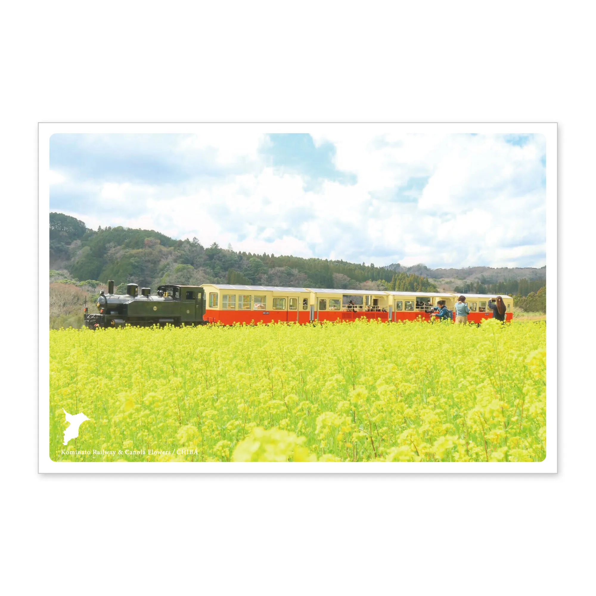 【新登場！安心の日本製！美しい日本の絶景ポストカード！】小湊鉄道と菜の花畑