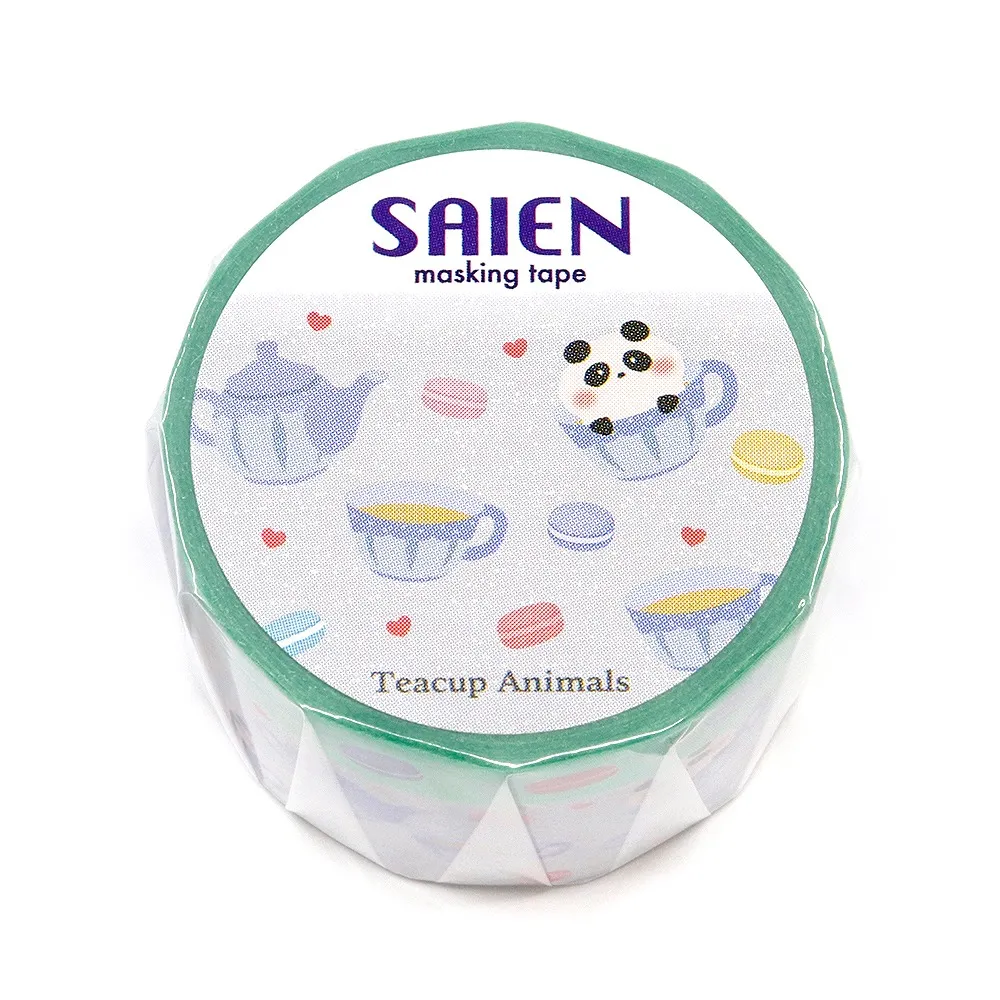 【新登場！日本製！SAIEN Teacup Animalsマスキングテープ　2巻セット!】パンダ