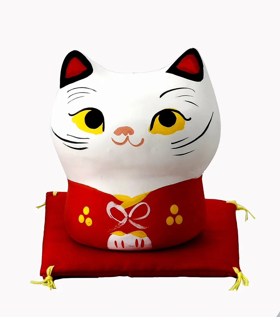 【ご紹介します！安心の日本製！クラフトマンハウスの瀬戸焼の縁起物！】おいでませ猫・赤