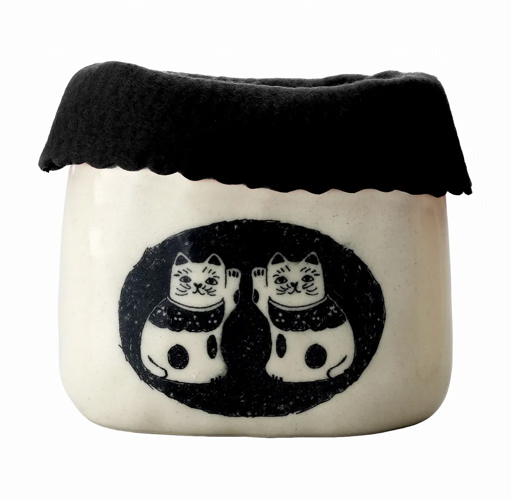 【ご紹介します！安心の日本製！クラフトマンハウスの陶磁器のメガネ立て！】メガネ立（組猫黒）