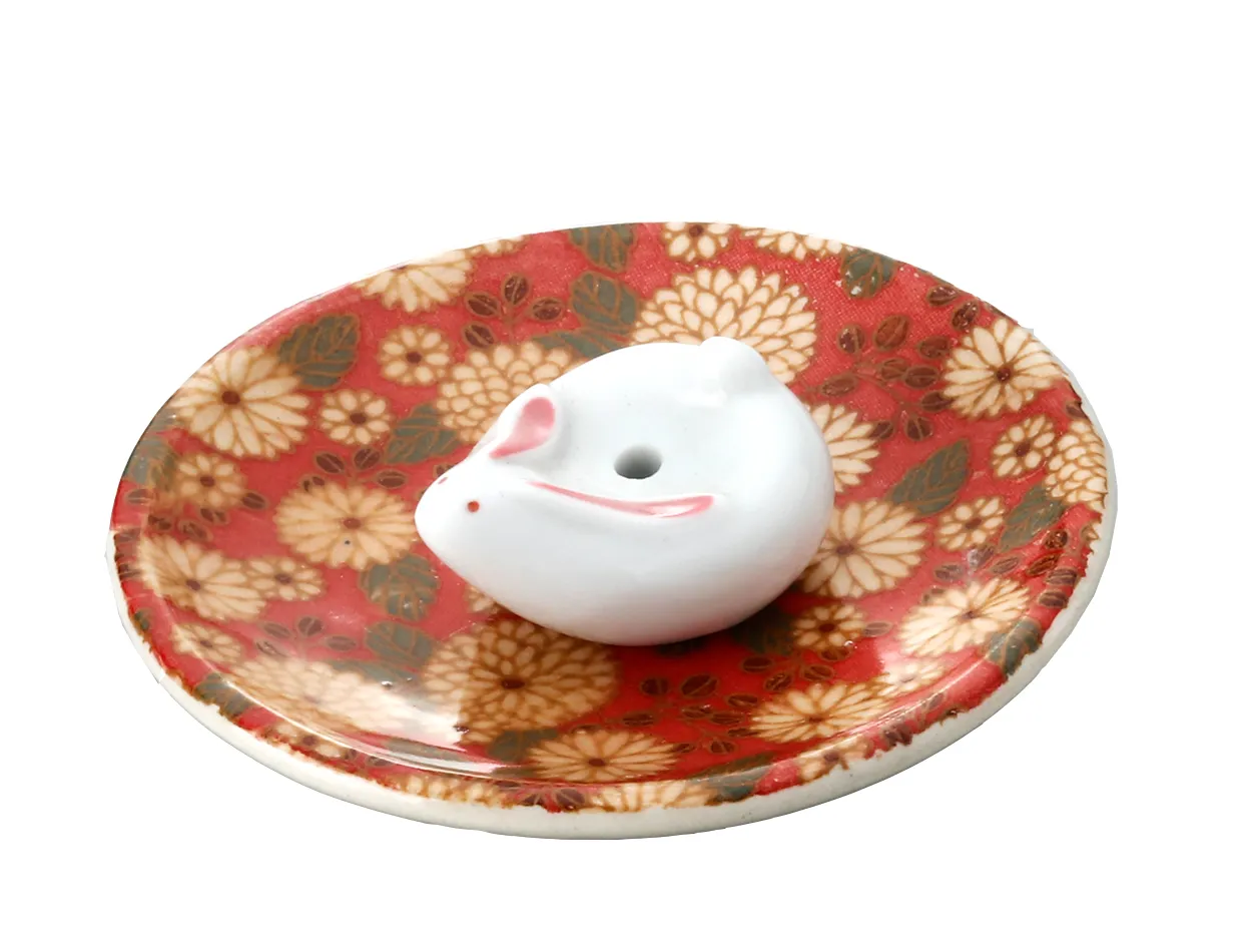 【ご紹介します！安心の日本製！クラフトマンハウスの陶磁器の香立て！】赤菊兎　香立