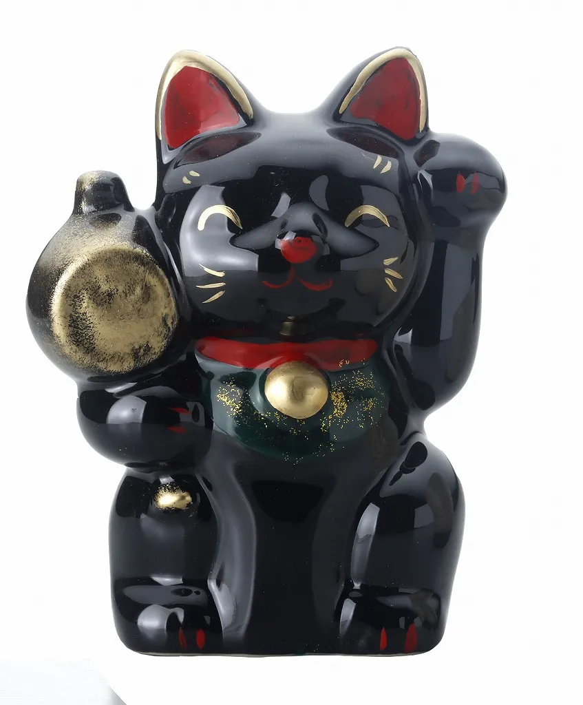 【ご紹介します！安心の日本製！クラフトマンハウスの瀬戸焼の縁起物！】小槌招猫・黒