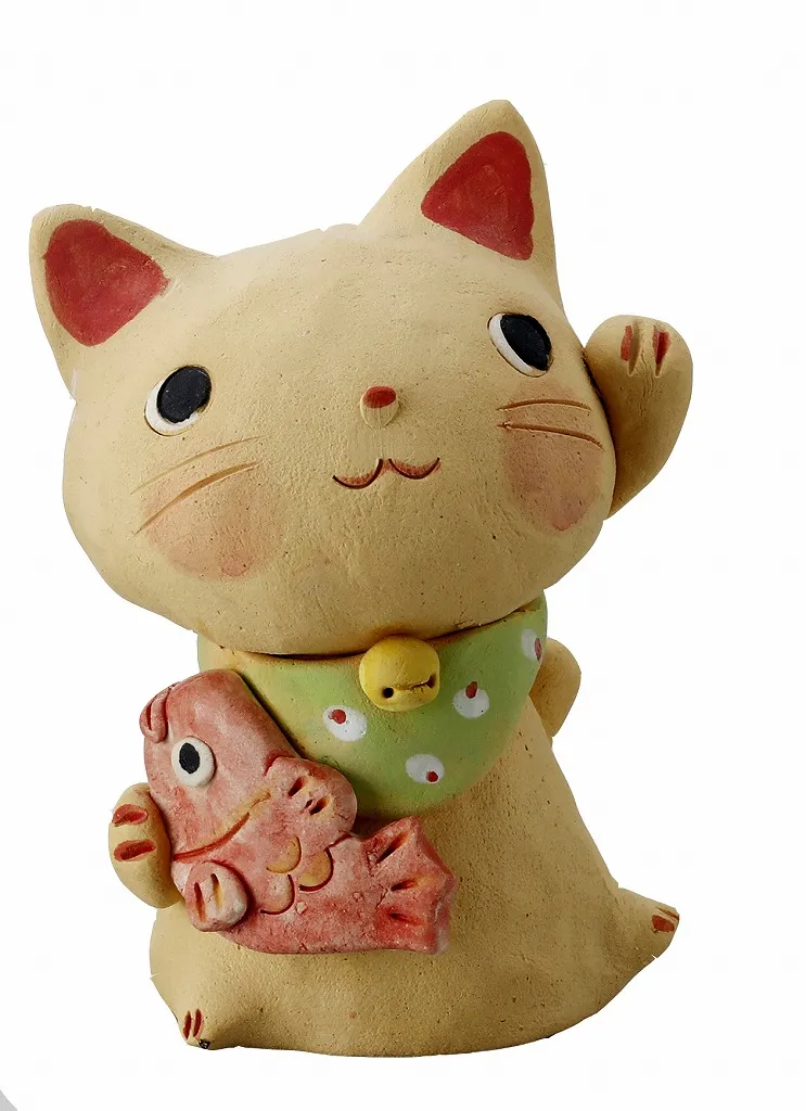 【ご紹介します！安心の日本製！クラフトマンハウスの陶磁器の縁起物！】手作り招き猫大（鯛）