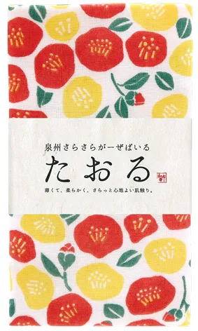 【新登場！日本製！和布華シリーズの人気の泉州タオル！泉州さらさらガーゼ】フェイスタオル舞椿