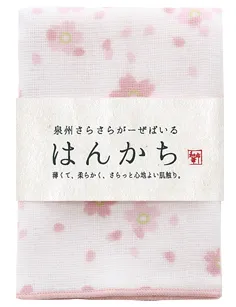 【新登場！日本製！和布華シリーズの人気の泉州ハンカチ！泉州さらさらガーゼ】ハンカチさくら