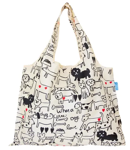 【新登場！デザイナーズジャパンのエコバッグ！2WAY Shoppingbag】モノトーンドッグ