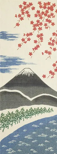 【新登場！信頼の日本製！和柄の雅な手拭い！和布華注染てぬぐい】春の富士山（金糸）