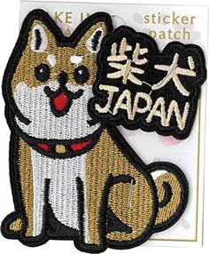 【新発売！日本をイメージした和柄刺繍に注目！2WAY刺繍ステッカーワッペン】柴犬JAPAN