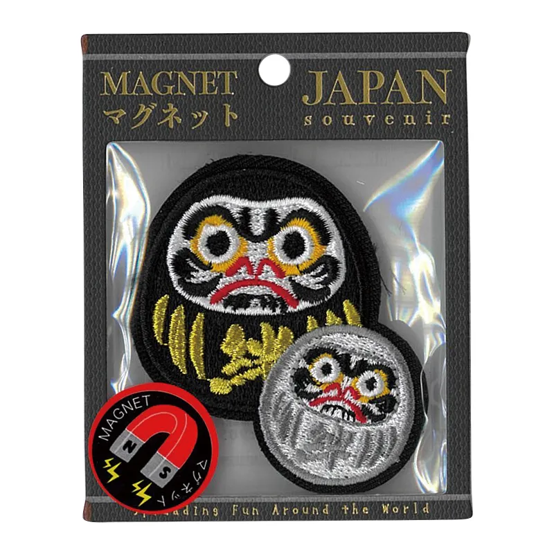 【新登場！日本をイメージした和柄刺繍の雑貨！刺繍マグネット】白黒だるま